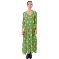 Happy Toast Green Button Up Boho Maxi Dress