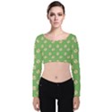 Happy Toast Green Velvet Long Sleeve Crop Top View1