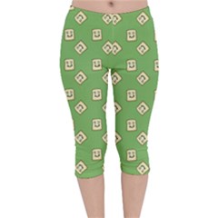 Happy Toast Green Velvet Capri Leggings 