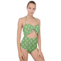 Happy Toast Green Scallop Top Cut Out Swimsuit