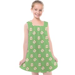 Happy Toast Green Kids  Cross Back Dress