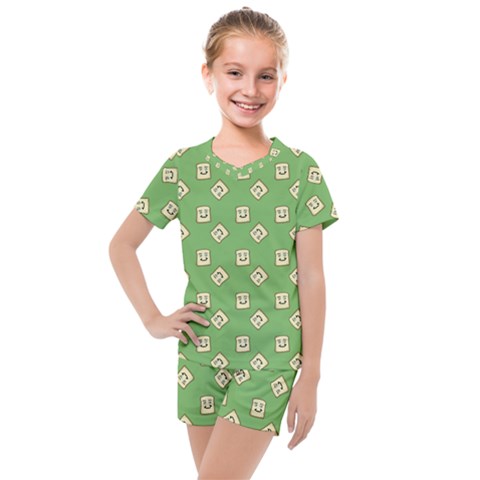 Happy Toast Green Kids  Mesh Tee And Shorts Set by snowwhitegirl