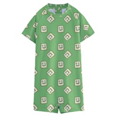 Happy Toast Green Kids  Boyleg Half Suit Swimwear