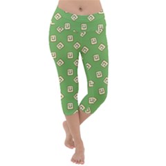 Happy Toast Green Lightweight Velour Capri Yoga Leggings