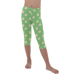 Happy Toast Green Kids  Lightweight Velour Capri Leggings 