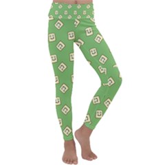 Happy Toast Green Kids  Lightweight Velour Classic Yoga Leggings