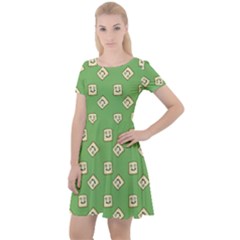 Happy Toast Green Cap Sleeve Velour Dress 