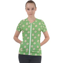 Happy Toast Green Short Sleeve Zip Up Jacket by snowwhitegirl