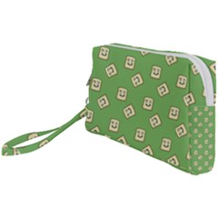 Happy Toast Green Wristlet Pouch Bag (small)