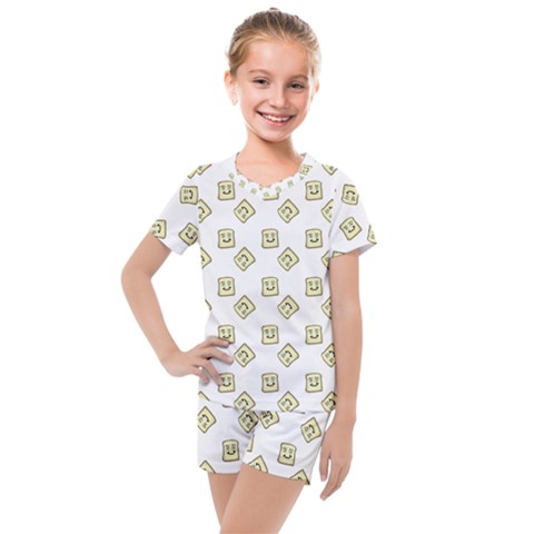 Happy Toast White Kids  Mesh Tee And Shorts Set by snowwhitegirl