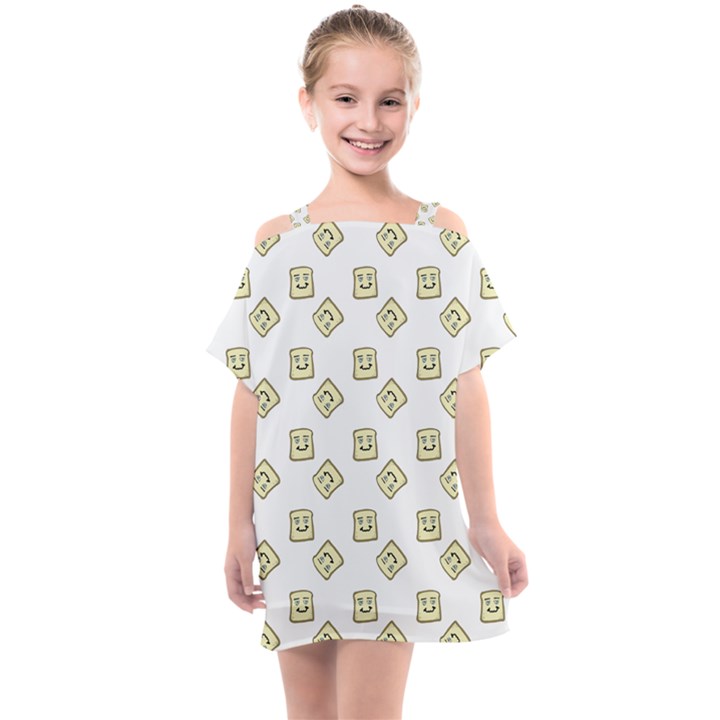 Happy Toast White Kids  One Piece Chiffon Dress