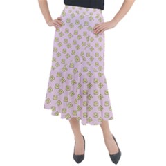 Happy Toast Pink Midi Mermaid Skirt