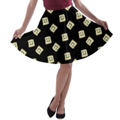 Happy Toast Black A-line Skater Skirt