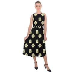 Happy Toast Black Midi Tie-back Chiffon Dress