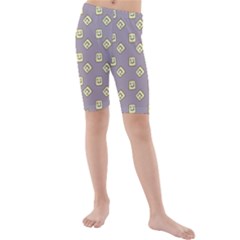 Happy Toast Grey Kids  Mid Length Swim Shorts by snowwhitegirl