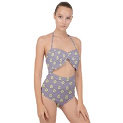 Happy Toast Grey Scallop Top Cut Out Swimsuit by snowwhitegirl