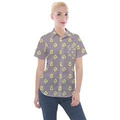 Happy Toast Grey Women s Short Sleeve Pocket Shirt