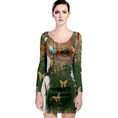 Vintage Llorona Collage Long Sleeve Bodycon Dress