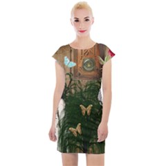 Vintage Llorona Collage Cap Sleeve Bodycon Dress