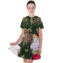 Vintage Llorona Collage Short Sleeve Shoulder Cut Out Dress 