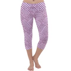 Wood Texture Diagonal Weave Pastel Capri Yoga Leggings by Mariart