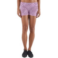 Wood Texture Diagonal Weave Pastel Yoga Shorts by Mariart