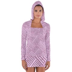 Wood Texture Diagonal Weave Pastel Long Sleeve Hooded T-shirt by Mariart