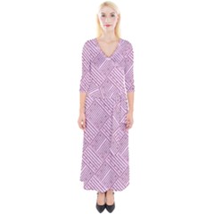 Wood Texture Diagonal Weave Pastel Quarter Sleeve Wrap Maxi Dress