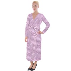 Wood Texture Diagonal Weave Pastel Velvet Maxi Wrap Dress