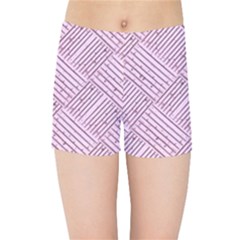 Wood Texture Diagonal Weave Pastel Kids  Sports Shorts by Mariart