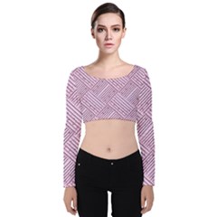 Wood Texture Diagonal Weave Pastel Velvet Long Sleeve Crop Top by Mariart