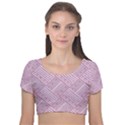 Wood Texture Diagonal Weave Pastel Velvet Short Sleeve Crop Top  View1