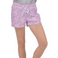 Wood Texture Diagonal Weave Pastel Women s Velour Lounge Shorts by Mariart