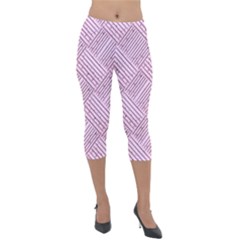 Wood Texture Diagonal Weave Pastel Lightweight Velour Capri Leggings  by Mariart