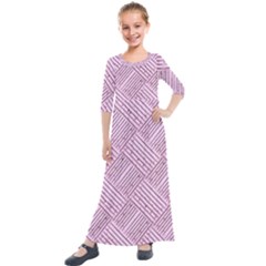 Wood Texture Diagonal Weave Pastel Kids  Quarter Sleeve Maxi Dress by Mariart