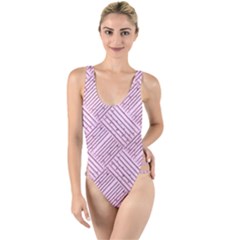 Wood Texture Diagonal Weave Pastel High Leg Strappy Swimsuit by Mariart