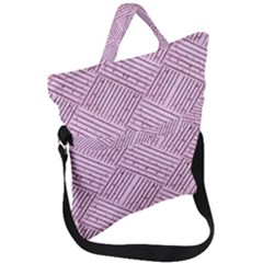 Wood Texture Diagonal Weave Pastel Fold Over Handle Tote Bag