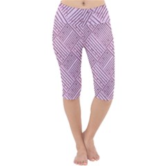 Wood Texture Diagonal Weave Pastel Lightweight Velour Cropped Yoga Leggings by Mariart