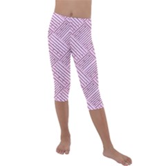 Wood Texture Diagonal Weave Pastel Kids  Lightweight Velour Capri Leggings  by Mariart