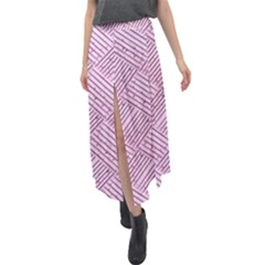 Wood Texture Diagonal Weave Pastel Velour Split Maxi Skirt