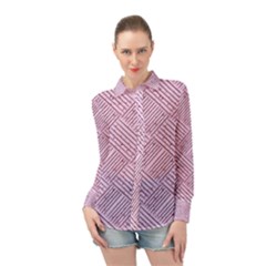 Wood Texture Diagonal Weave Pastel Long Sleeve Chiffon Shirt