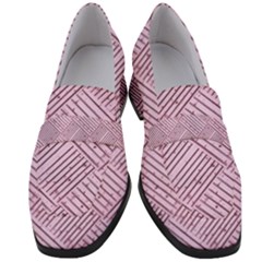 Wood Texture Diagonal Weave Pastel Women s Chunky Heel Loafers by Mariart