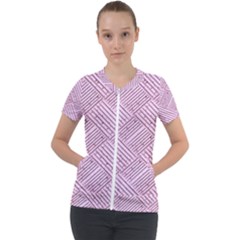 Wood Texture Diagonal Weave Pastel Short Sleeve Zip Up Jacket by Mariart