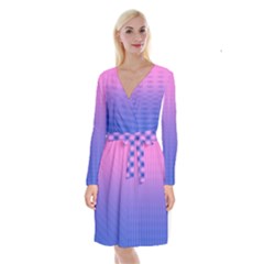 Dot Background Pattern Halftone Long Sleeve Velvet Front Wrap Dress