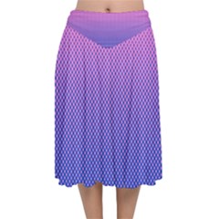 Dot Background Pattern Halftone Velvet Flared Midi Skirt by Bajindul