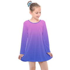 Dot Background Pattern Halftone Kids  Long Sleeve Dress by Bajindul