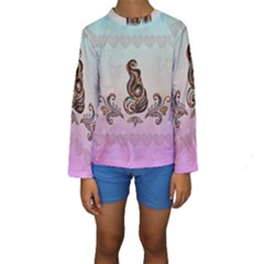 Abstract Decorative Floral Design, Mandala Kids  Long Sleeve Swimwear by FantasyWorld7