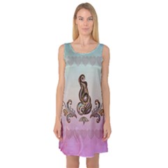 Abstract Decorative Floral Design, Mandala Sleeveless Satin Nightdress by FantasyWorld7