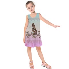 Abstract Decorative Floral Design, Mandala Kids  Sleeveless Dress by FantasyWorld7