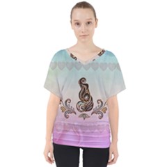 Abstract Decorative Floral Design, Mandala V-neck Dolman Drape Top by FantasyWorld7